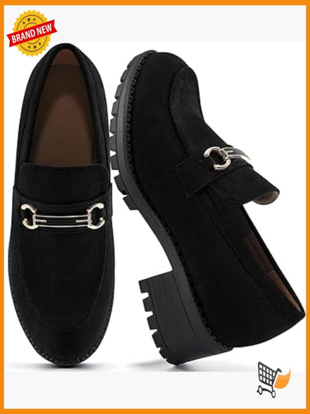 Comfortable Suede Chunky Platform Loafers Slip On Dress Casual Work Shoes